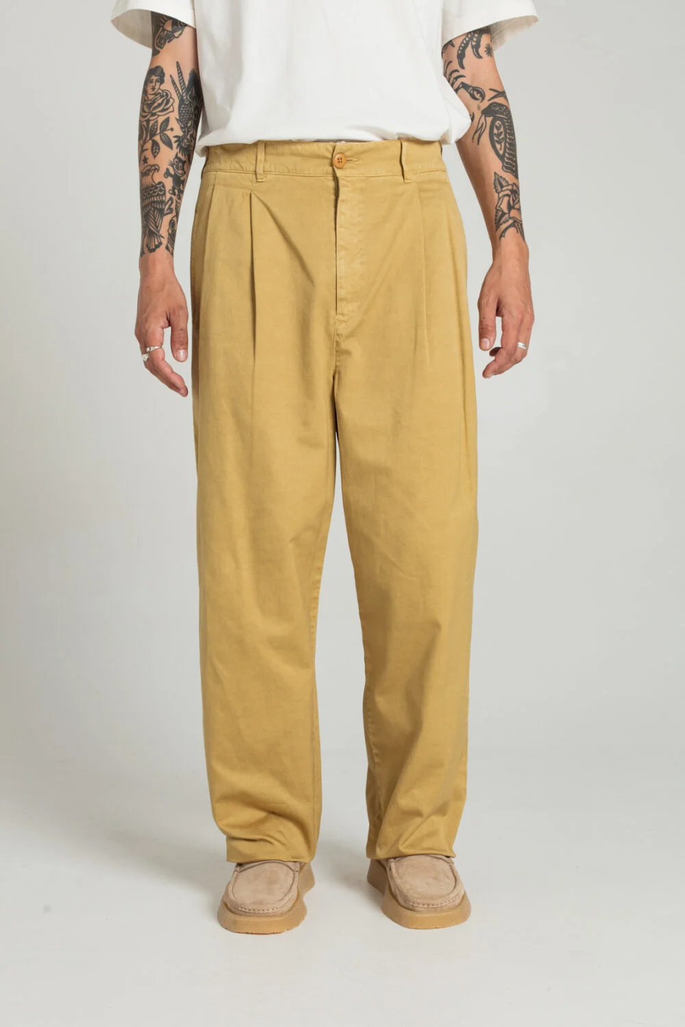 Pitt - Wide-leg gabardine pants - L, BEIGE