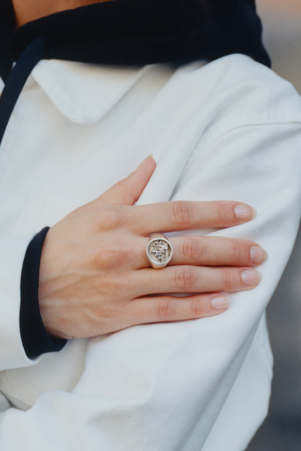 SILVER SIGNET RING - MEM X LMSM - t54, silver
