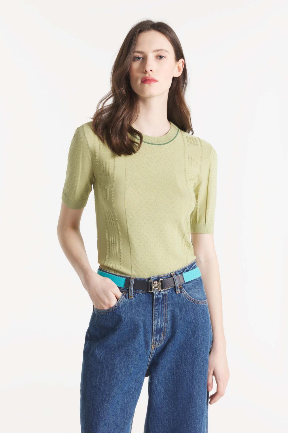 SHANON - TOP EN MAILLE FINE - L, VERT