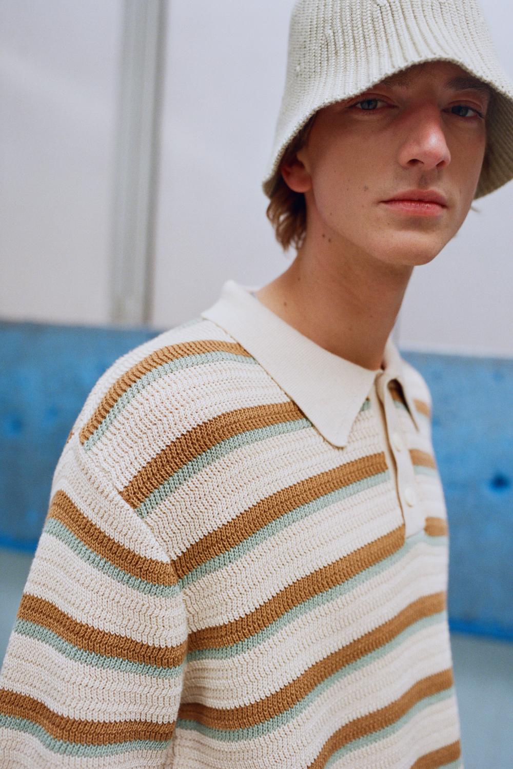 SIMBA - STRIPED POLO SHIRT - XS, BEIGE